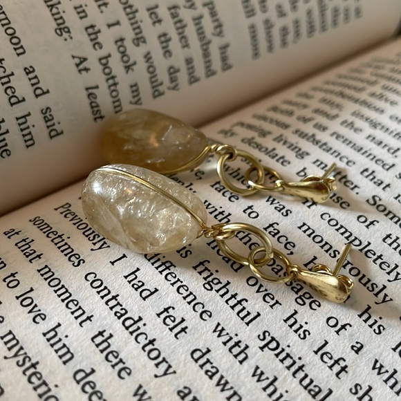 Genuine Citrine Earrings with Gold Plated Studs - Picture 8 of 8